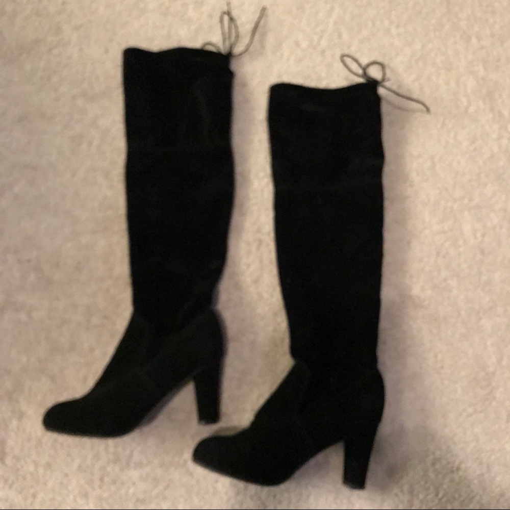 Above Knee black boots with tie inback